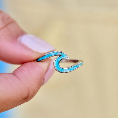  PURA VIDA TIE DYE WAVE RING LIGHT BLUE SILVER
