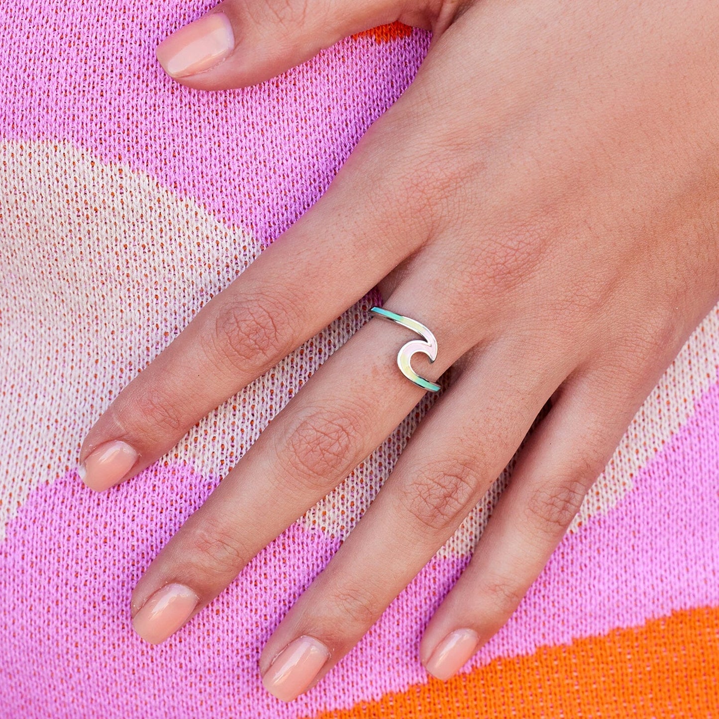  PURA VIDA TIE DYE WAVE RING SILVER