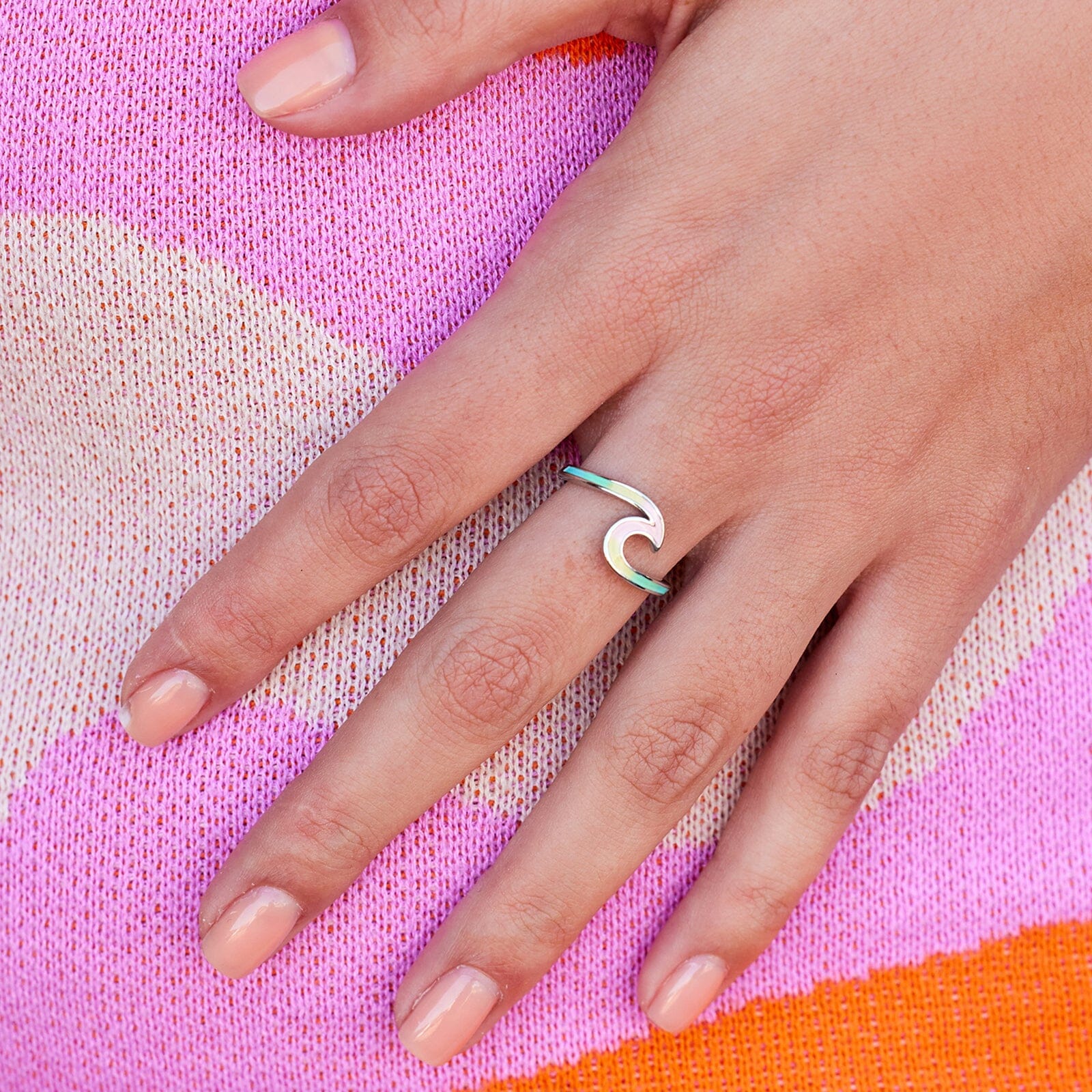  PURA VIDA TIE DYE WAVE RING SILVER