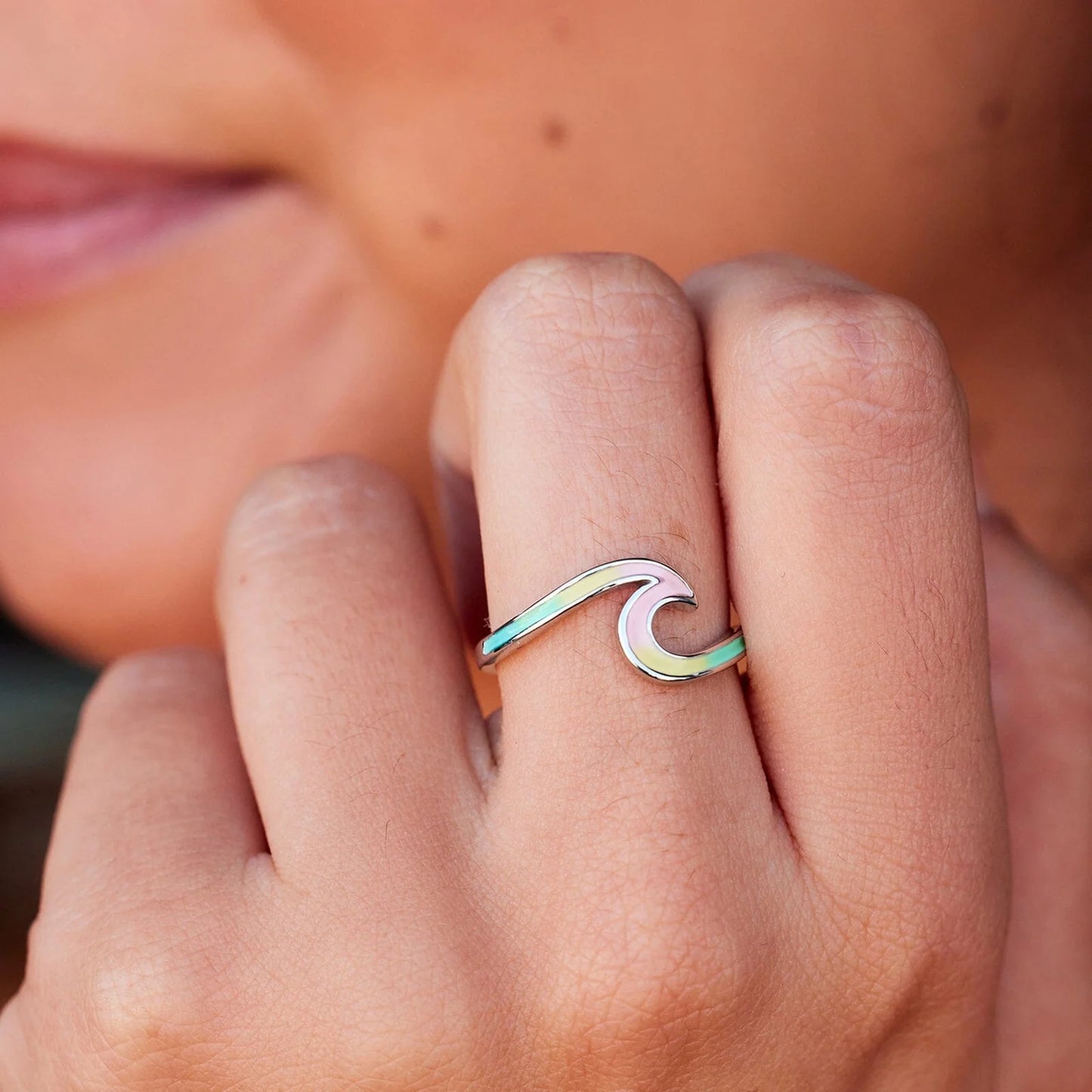  PURA VIDA TIE DYE WAVE RING SILVER