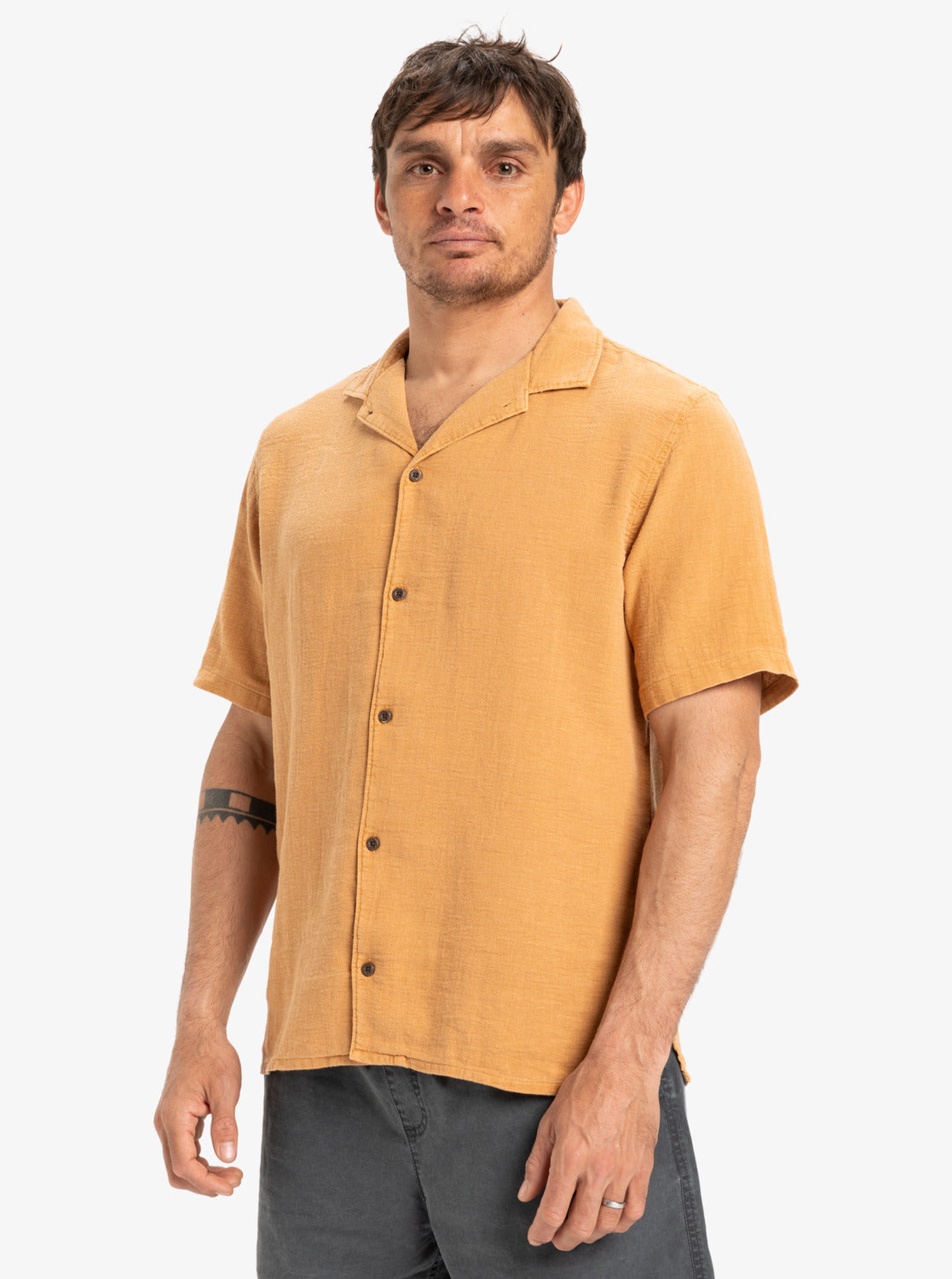  QUIKSILVER SUNRISE SHORT SLEEVE SHIRT BRAN