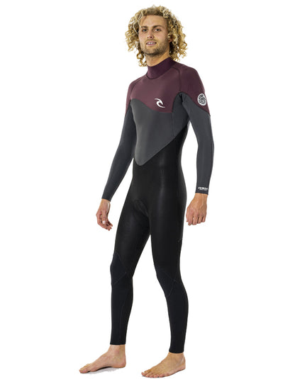  RIP CURL OMEGA 4/3 BACK ZIP WETSUIT MAROON