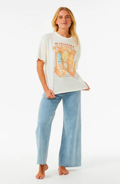  RIP CURL TROPICAL TOUR HERITAGE SHORT SLEEVE TEE BONE