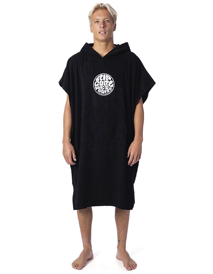 RIP CURL LOGO HOODED TOWEL PONCHO BLACK