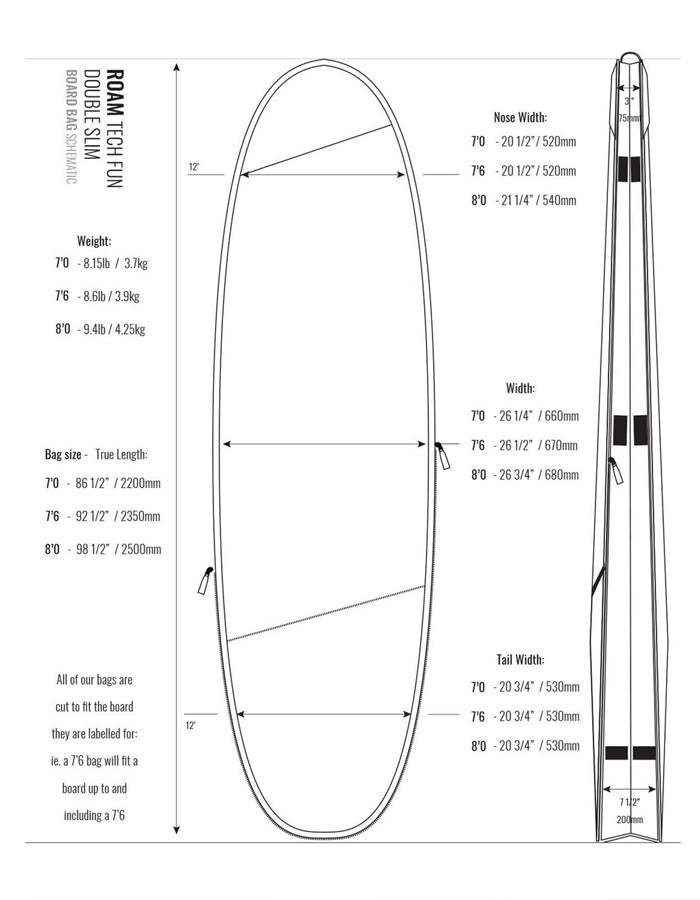  ROAM 8'0" TECH BAG DOUBLE SLIM FUNBOARD