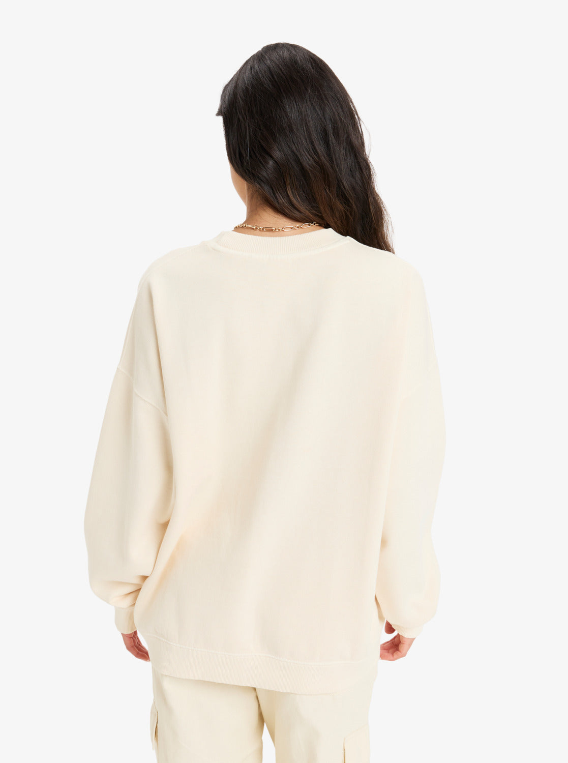  ROXY LINEUP TERRY OVERSIZED CREW NECK SWEATSHIRT PARCHMENT