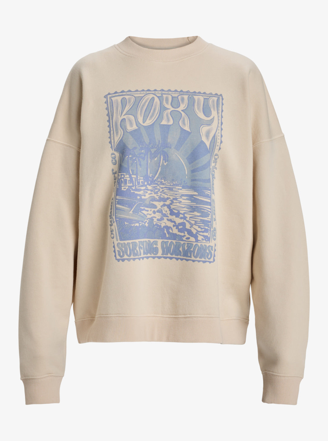  ROXY LINEUP TERRY OVERSIZED CREW NECK SWEATSHIRT PARCHMENT