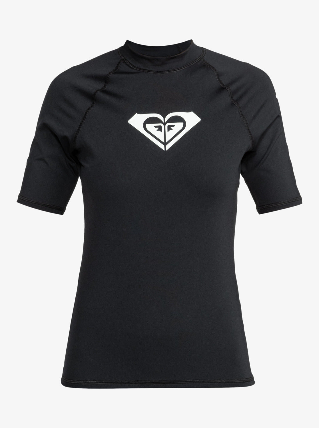  ROXY WHOLE HEARTED SHORT SLEEVE UPF 50 RASH GUARD BLACK