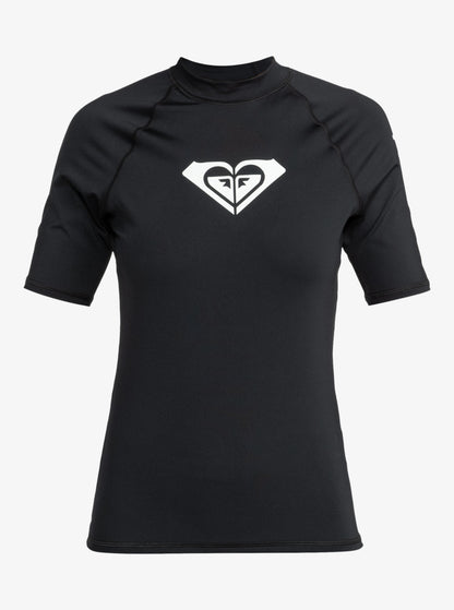  ROXY WHOLE HEARTED SHORT SLEEVE UPF 50 RASH GUARD BLACK