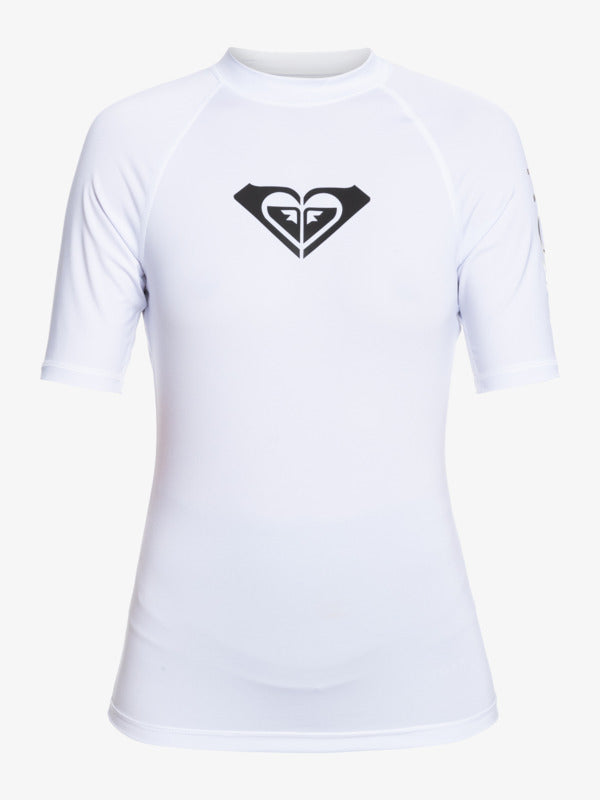  ROXY WHOLE HEARTED SHORT SLEEVE UPF 50 RASH GUARD WHITE
