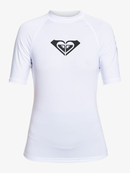  ROXY WHOLE HEARTED SHORT SLEEVE UPF 50 RASH GUARD WHITE