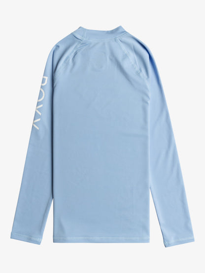  ROXY WHOLE HEARTED LONG SLEEVE GIRL UPF 50 RASH GUARD BEL AIR BLUE