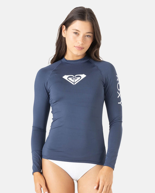  ROXY WHOLE HEARTED LONG SLEEVE UPF 50 RASH VEST INDIGO BLUE