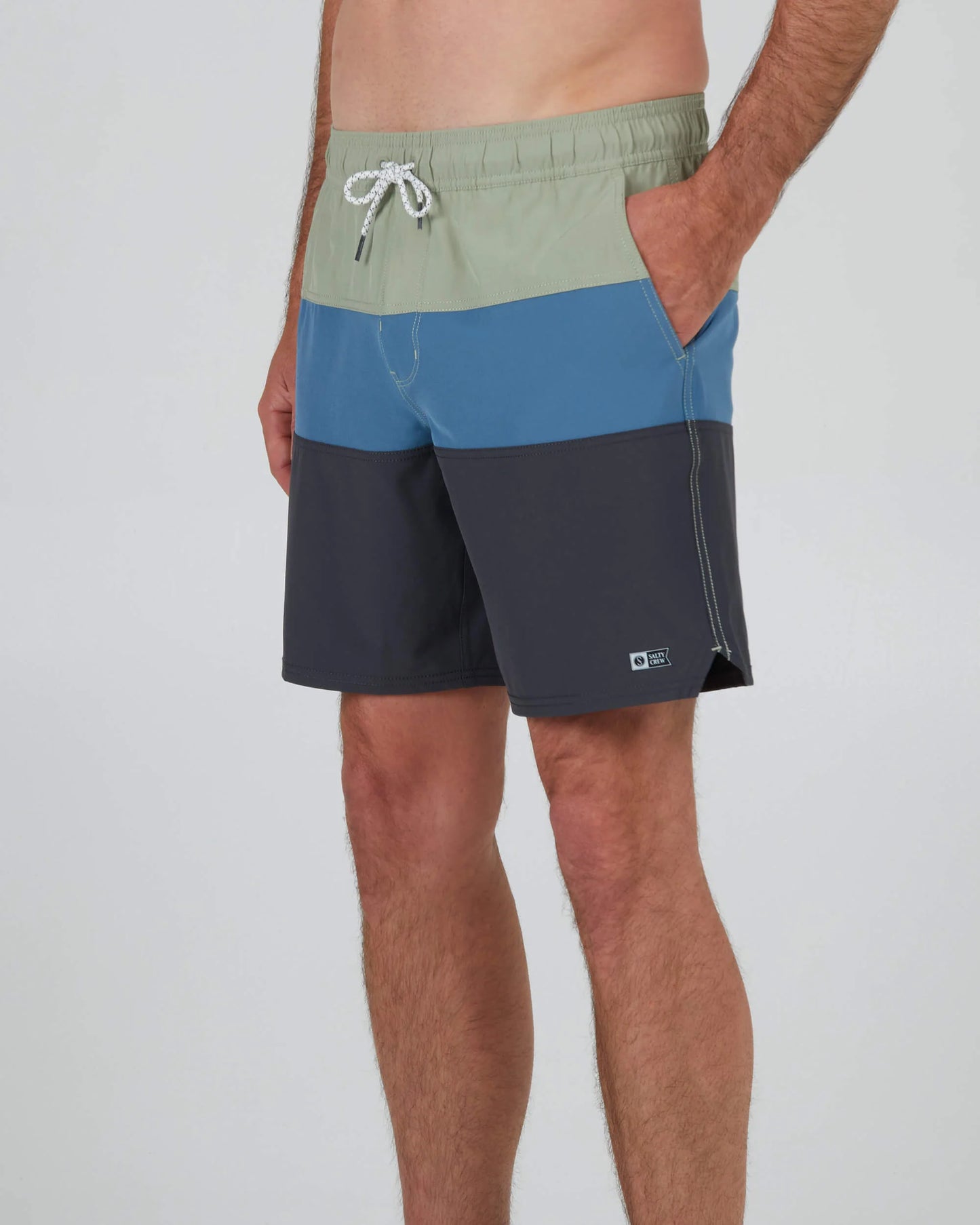  SALTY CREW BEACONS 2 ELASTIC BOARDSHORTS 18" DUSTY SAGE