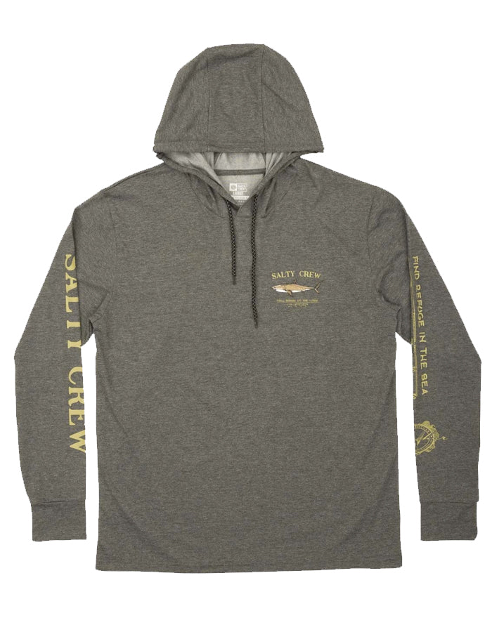  SALTY CREW BRUCE HOOD TECH TEE CHARCOAL