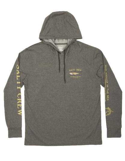  SALTY CREW BRUCE HOOD TECH TEE CHARCOAL