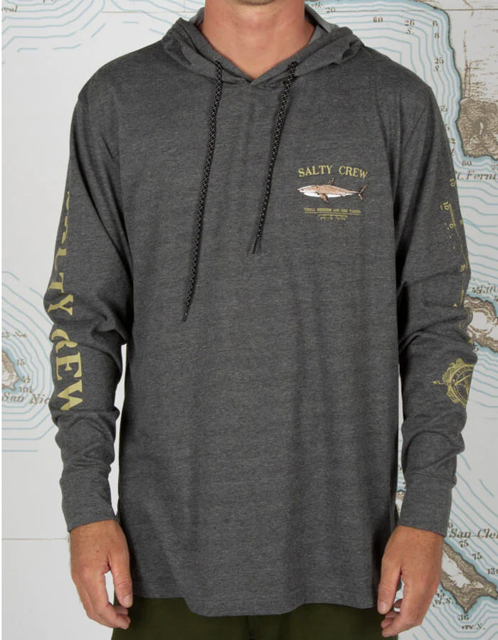  SALTY CREW BRUCE HOOD TECH TEE CHARCOAL