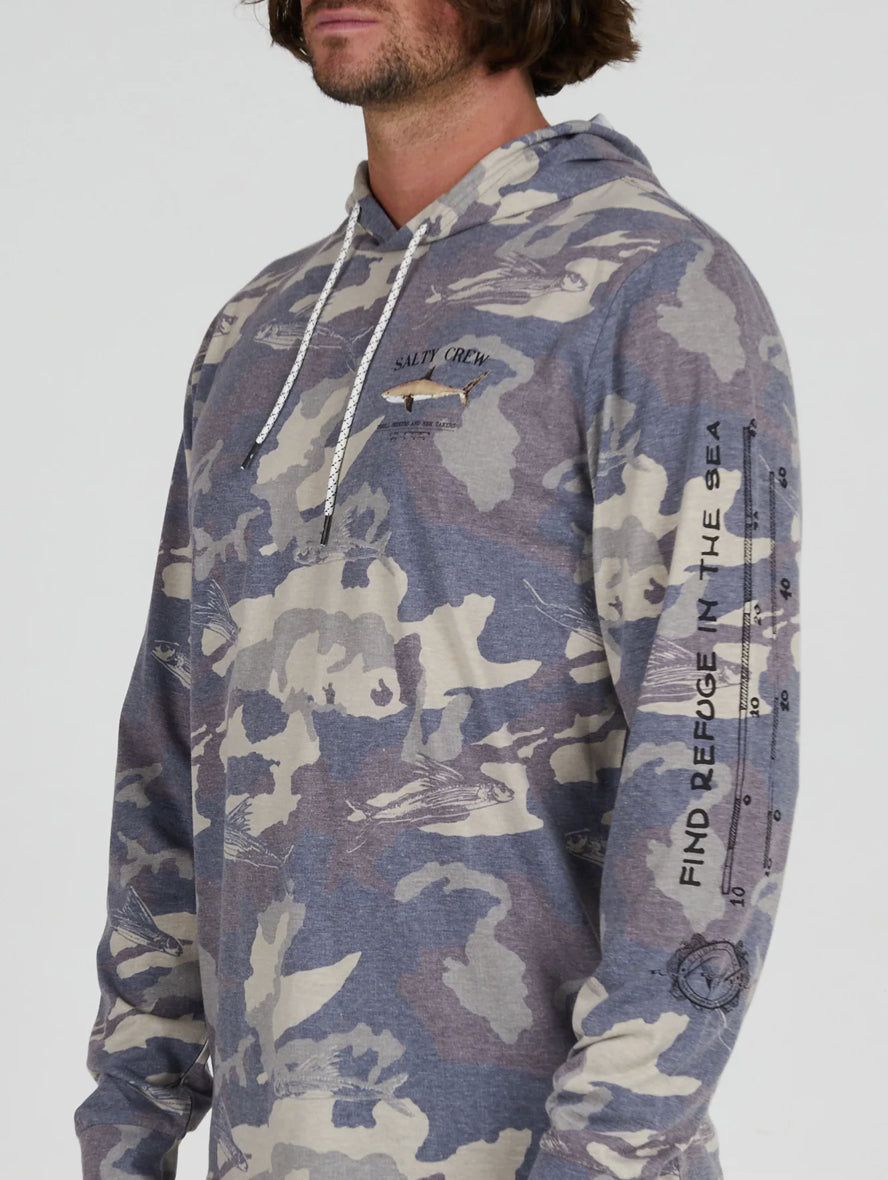  SALTY CREW BRUCE HOOD TECH TEE CAMO