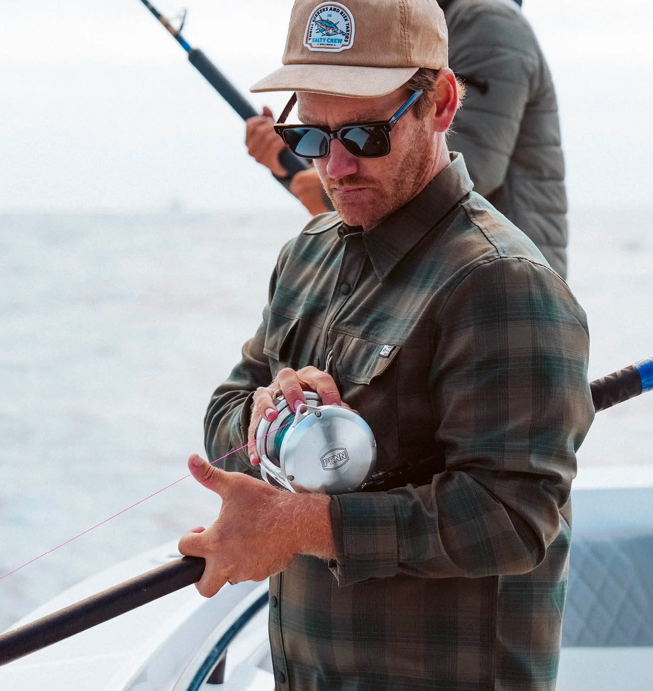  SALTY CREW FATHOM LONG SLEEVE TECH FLANNEL EARTH