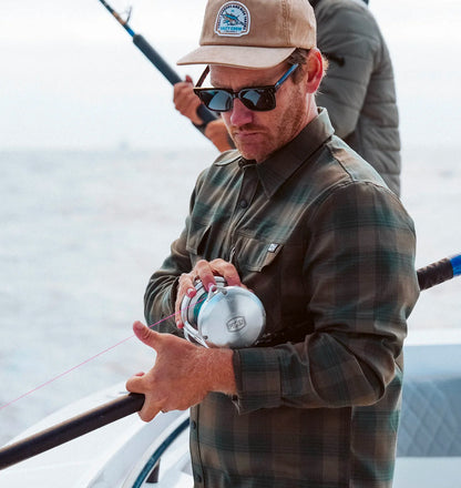  SALTY CREW FATHOM LONG SLEEVE TECH FLANNEL EARTH
