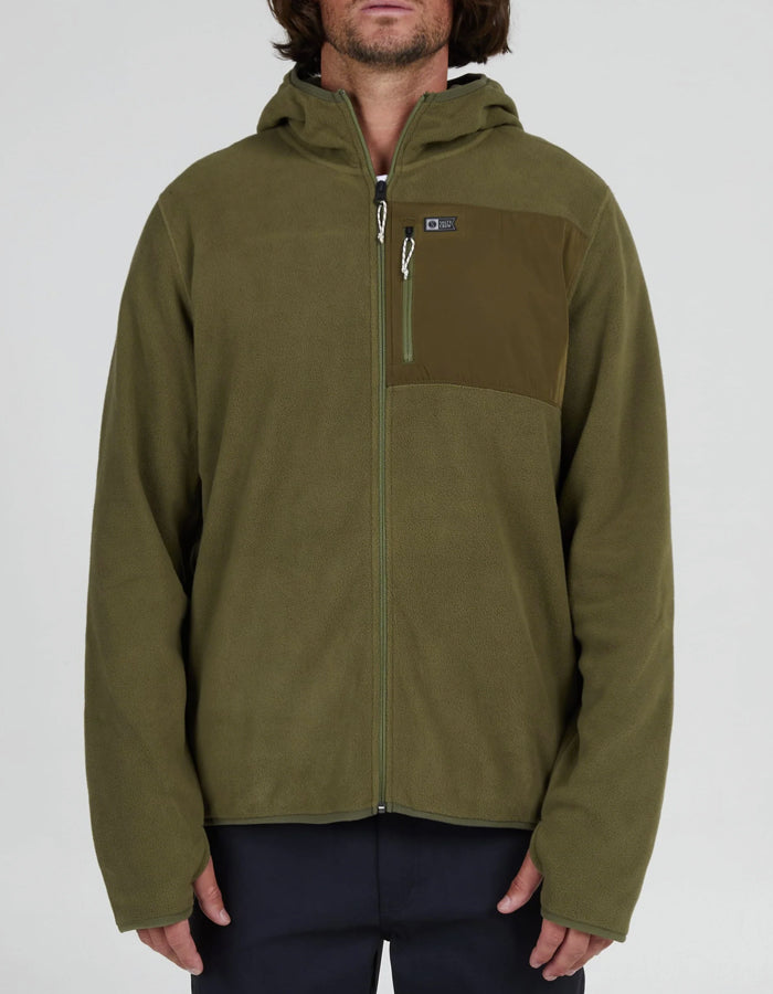  SALTY CREW EBBTIDE ZIP HOODY POLAR FLEECE OLIVE