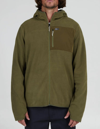  SALTY CREW EBBTIDE ZIP HOODY POLAR FLEECE OLIVE