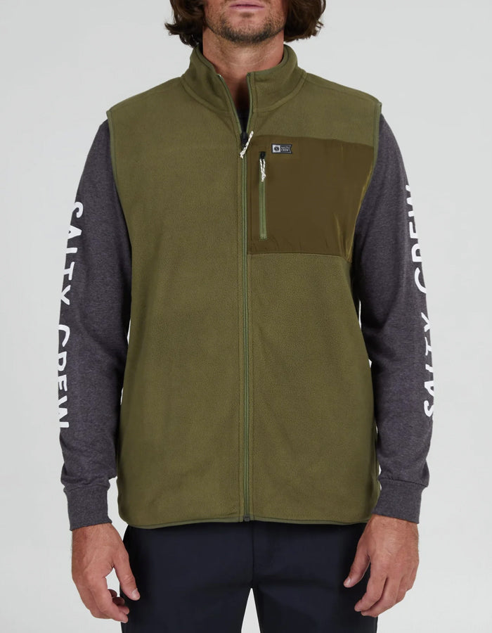  SALTY CREW EBBTIDE POLAR FLEECE VEST OLIVE