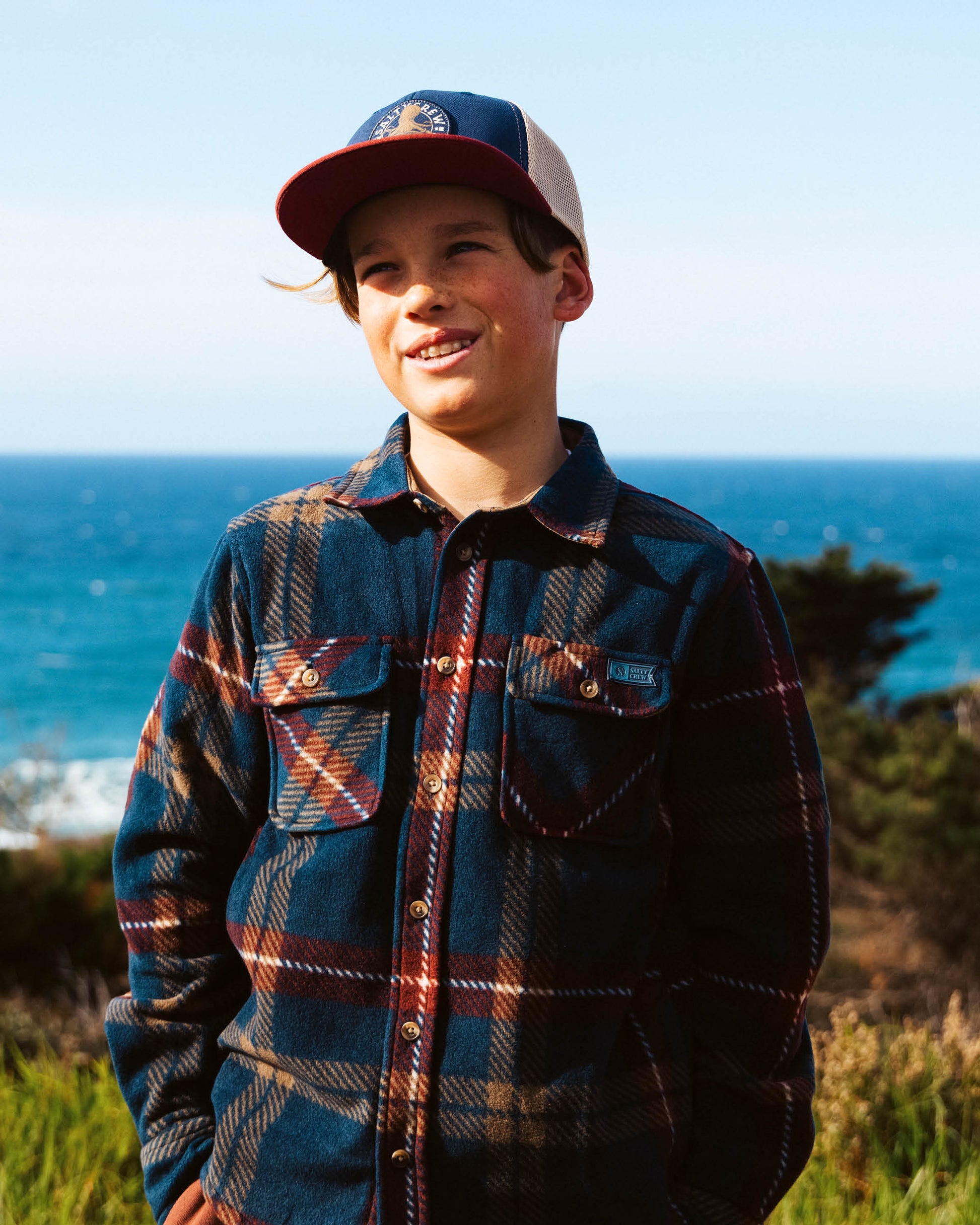  SALTY CREW SWELLTER POLAR FLEECE YOUTH NAVY