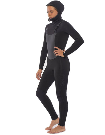  SISSTREVOLUTION SEVEN SEAS 5/4 HOODED CHEST FULL WETSUIT BLACK