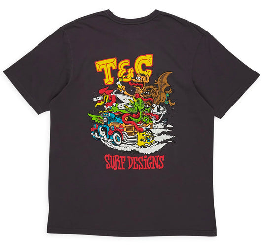  T&C SURF DESIGNS JON FINK SCENE S/S TEE WASHED BLACK