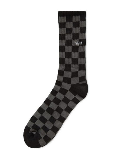  VANS CHECKERBOARD CREW SOCKS BLACK CHARCOAL