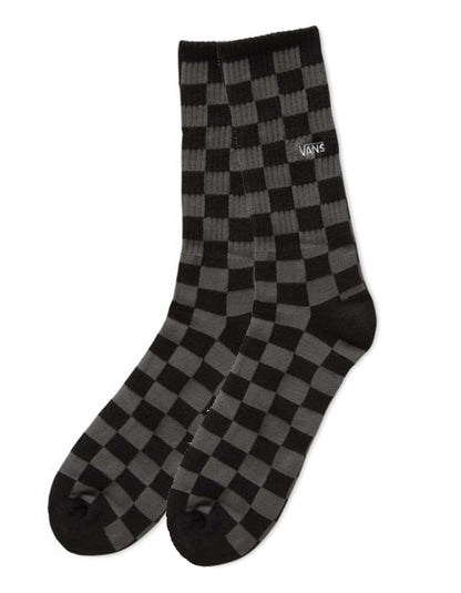  VANS CHECKERBOARD CREW SOCKS BLACK CHARCOAL