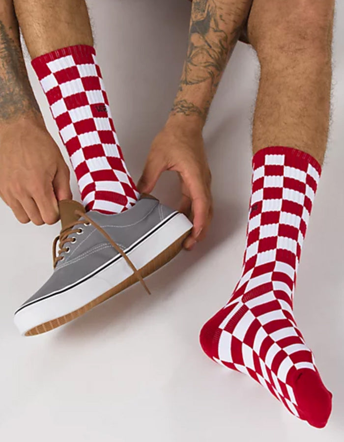  VANS CHECKERBOARD CREW II SOCKS RED