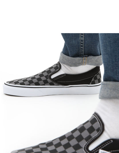  VANS CHECKERBOARD CLASSIC SLIP-ON SHOES BLACK PEWTER