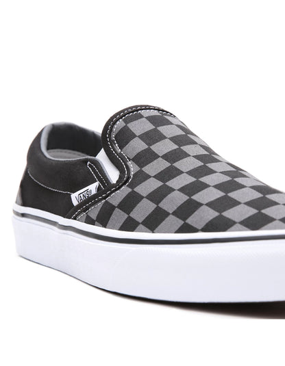  VANS CHECKERBOARD CLASSIC SLIP-ON SHOES BLACK PEWTER