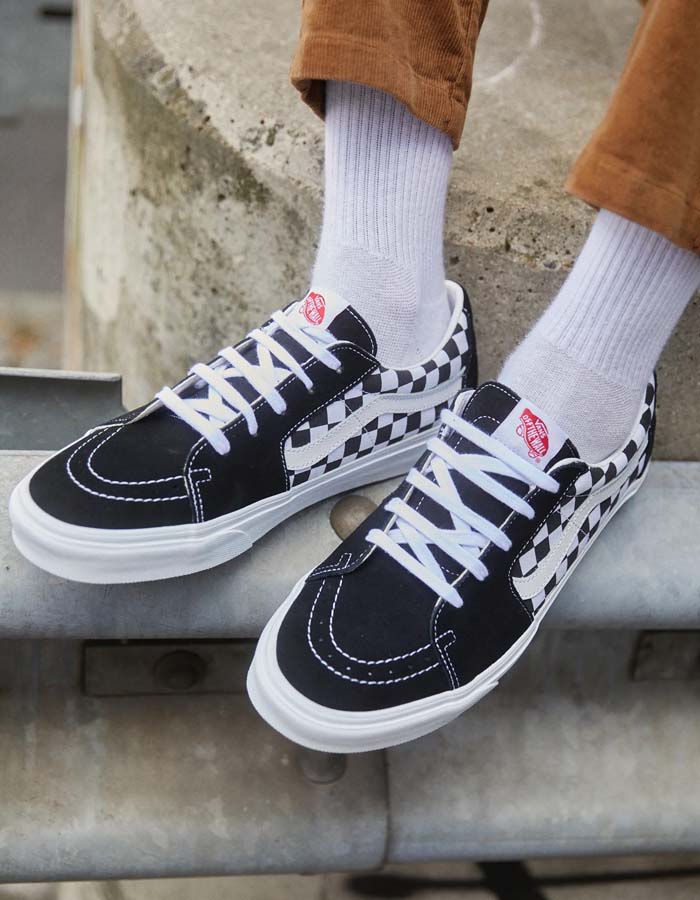  VANS SK8-LOW RACING BLACK CHECKERBOARD SHOES