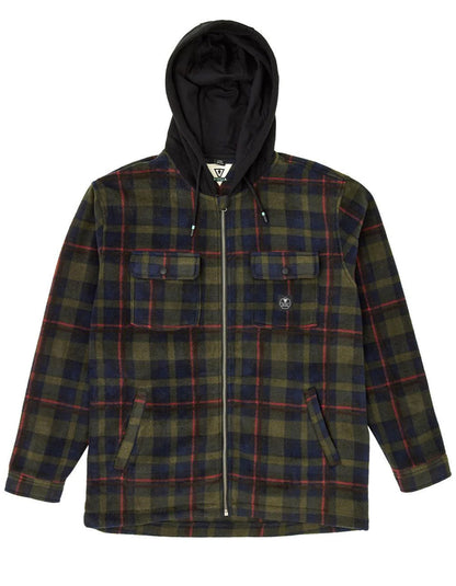  VISSLA HERMOSA ZIP HOODED OVERSHIRT RED