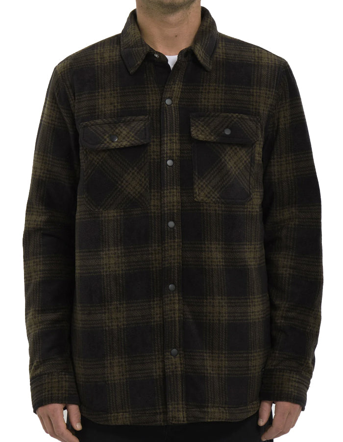  VOLCOM BOWERED FLEECE LONG SLEEVE SHIRT BISON