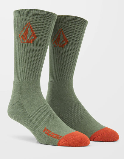  VOLCOM FULL STONE SOCKS WHITE 3 PACK AGAVE