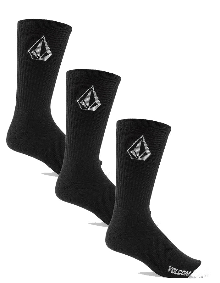  VOLCOM FULL STONE SOCKS BLACK 3 PACK