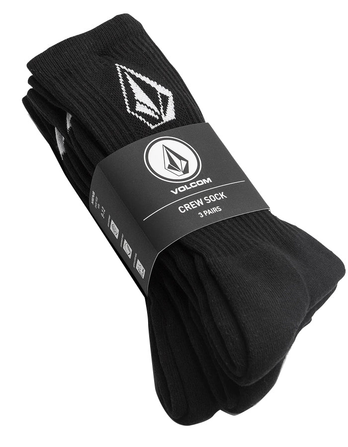  VOLCOM FULL STONE SOCKS BLACK 3 PACK