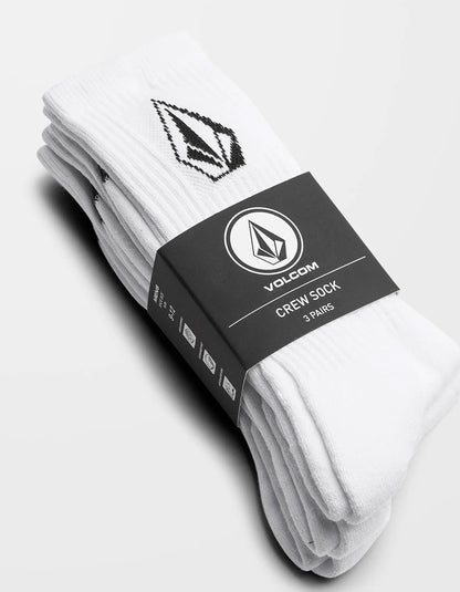 VOLCOM FULL STONE SOCKS WHITE 3 PACK