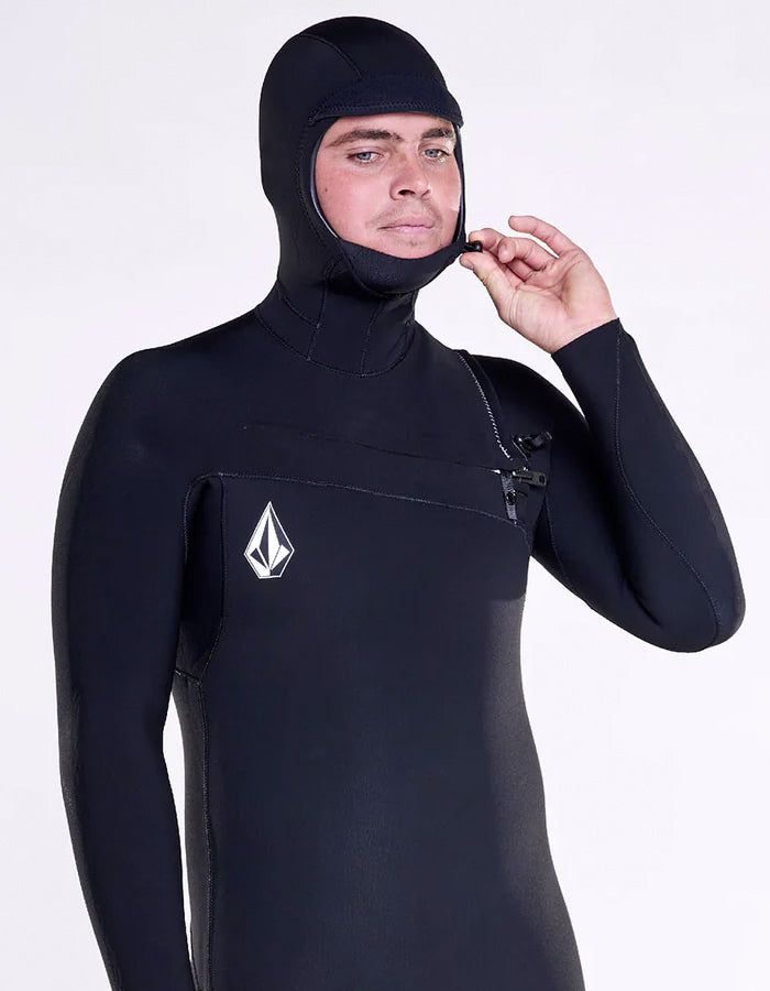  VOLCOM MODULATOR 5/4/3MM HOODED CHEST ZIP WETSUIT BLACK